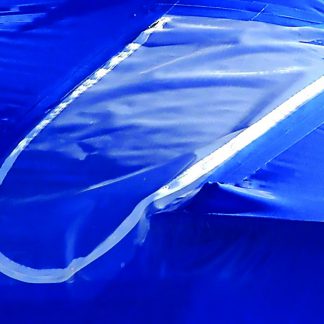 36 inch by 48 inch Blue Zipper Door Installed on Shrink Wrap Cover